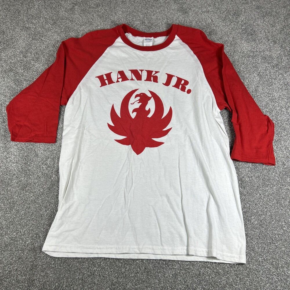 Lot Of 2 Hank Williams Jr Tee Shirts Size M Raglan Red White HANK JR Camo - Picture 2 of 12